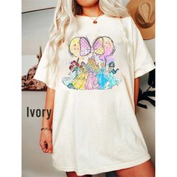 Comfort Color Watercolor Disney Princess Shirt, Retro Disney Princess Shirt, Disney Princess Group Shirt, Girls' Disney