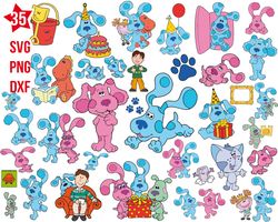 Blues Clues svg, Blue and Magenta svg, Steve and Blue svg, Paw Print svg png