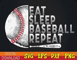 Eat Sleep Baseball Repeat Baseball Player Funny Baseball Svg, Eps, Png, Dxf, Digital Download