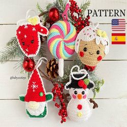 Christmas crochet ornament pattern decorations patron espaol . Crochet snowman tree ornament. Mini Christmas tree