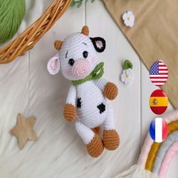CROCHET PATTERN amigurumi cow, Amigurumi farm animals pattern PDF, Easy crochet pattern animal toy for beginners