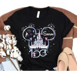 Custom Name Disney100 Mickey Mouse Head T-shirt / Disney 100 Years Of Wonder Shirt / Personalized Disney Disneyland Fami