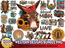 100 Files Western Designs Bundle Png, Howdy Png