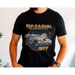 Vintage Millennium Falcon Fly Casual 1977 Star Wars Shirt / Star Wars Day 2023 T-shirt / May the Fourth / Galaxy's Edge