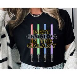 Personalized Best Grandpa In The Galaxy Star Wars Lightsaber Shirt / Father's Day Gift / Custom Kids Name Grandpa T-shir