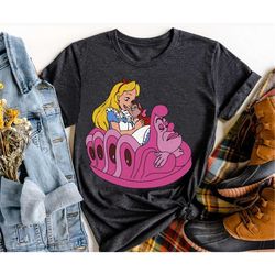 Retro Alice and Dinah Cat Riding Caterpillar Ride Vehicle Shirt / Alice In Wonderland Shirt / Disney World Tee / Disneyl