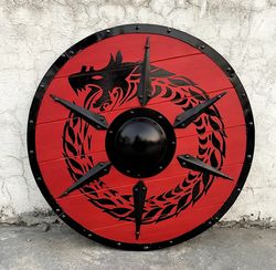 24" Viking Black Dragon Wooden Shield Viking Warrior Shield Knight Replica Shield Home Decor Shield Gift Item