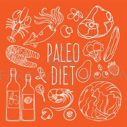 PALEO INGREDIENTS Healthy Food Diet Vector Illustration Set