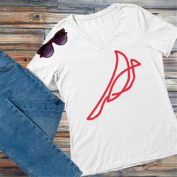 Cardinal Women's V-Neck Tee  | Cardinals T-Shirt | Cardinals Fan Gear | Cardinals Fan Shirt | Unique Sports Fan Gift