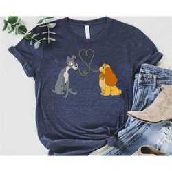 Lady And The Tramp Bella Notte Shirt / Disney Love Heart Tee / Disney Valentine's Day T-shirt / Disneyland Couple Matchi