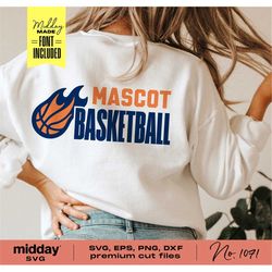 Basketball Team Template, Svg Png Dxf Eps, Team Shirts, Basketball Mom Svg, Flaming basketball, Cricut Cut File, Silhoue
