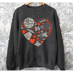 Retro Star Wars Valentine Love Heart Sweatshirt / Disney Valentine's Day T-shirt / Disneyland Couple Matching Trip / Gif