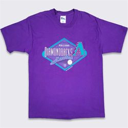 Arizona Diamondbacks Vintage 90s Pro Player T-Shirt - MLB Baseball Single Stitch Purple Tee - Made in USA - Size Large (