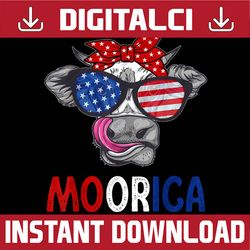 Funny Moorica 4th Of July American Flag Cow 4th Of July, Memorial day, American Flag, Independence Day PNG File Sublimat
