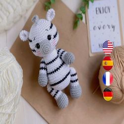 Amigurumi zebra crochet pattern PDF, Safari amigurumi animals, Easy crochet toy pattern, Amigurumi horse for beginner