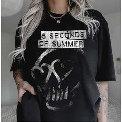 Vintage 5SOS Skull Shirt, 5 Seconds Of Summer Tour Shirt, 5SOS Merch, Band Tour Shirt, Shirt For 5SOS Fan