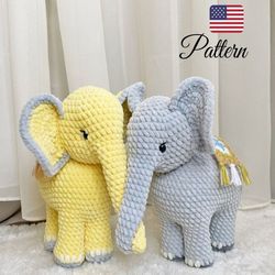 Crochet pattern elephant amigurumi toy, Crochet patterns toy