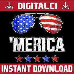 Merica sunglasses with USA flag for independence day 4th Of July, Memorial day, American Flag, Independence Day PNG File