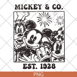 Retro Mickey & Co Est. 1928 PNG, Vintage Mickey And Friends PNG, Disney Family PNG, Disney Trip 2023, Magic Kingdom Png
