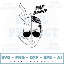 Bad Bunny Layered Svg, Bad Svg, For Cricut, Cut Files, Digital Vector File