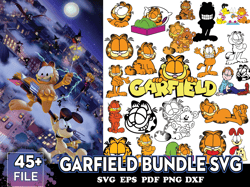 45 Files Garfield Bundle Svg, Garfield Svg, Cartoon Svg