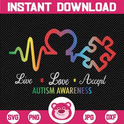 Live Love Accept Autism Awareness Tie Dye Autism Mom Boy Digital Download, Digital Files Png, Png Digital Print
