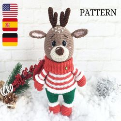 Crochet patterns / Amigurumi doll pattern / plush easy pattern REINDEER / Step-by-step DIY tutorial / Patron Spanish