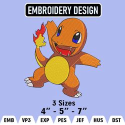 Charmander Embroidery Designs, Charmander Logo Embroidery Files, Pokemon Machine Embroidery Pattern, Digital Download