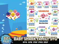 12 Baby Shark Family Svg, Cute Shark Svg, Shark Shirt Svg