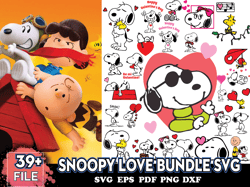 40 Snoopy Love Bundle Svg, Snoopy Svg, Valentine Svg