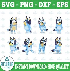 10 Designs Bluey SVG Bundle | Bluey svg | Bluey birthday | Bluey party supplies | Bluey birthday decorations| dog|PNG|EP