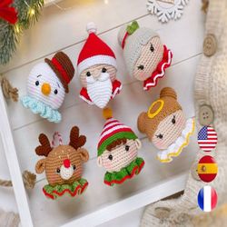 Crochet PATTERN Christmas decoration: Santa, Mrs Claus, Elf, Angel, Reindeer, Snowman, Christmas ornaments pattern