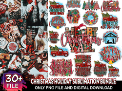30 Designs Christmas Holiday Sublimation Png Bundle, Christmas Png, Xmas Png, Merry Christmas Png, Christmas Holiday Sub