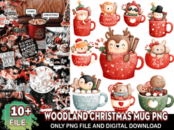 10 Christmas Mug Woodland Png, Xmas Png, Christmas Woodland Png, Christmas Png, Merry Christmas Svg, Instant Download