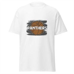 Panthers basketball on heather gray crew neck T-shirt basketball shirt mascot shirt Panthers T-shirts
