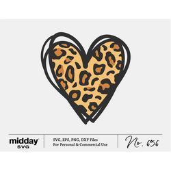 Leopard Heart SVG, Leopard Print Svg Png Ai Eps Dxf, Cricut Cut Files, Silhouette, Sublimation, Leopard Heart Clip Art,
