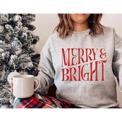 Merry & Bright Vintage Christmas Svg Png, Retro Christmas png, Retro Holiday png, Womens Christmas tshirt png, Digital F