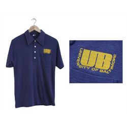 Vintage Polo Shirt - University Of Baltimore Polo Shirt (70s - 80s / Small / S / Pocket Shirt / Pocket Polo Shirt / Pock