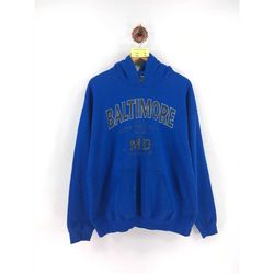Vintage BALTIMORE Pullover Hoodies Unisex Large Maryland Usa Town City Sweater Sportswear American State Jumper Sweatshi