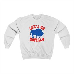 Let's Go Buffalo, FRONT LOGO ONLY, Buffalo Football Shirt, Bills Mafia crewneck, 716 Crewneck