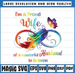 i am a proud wife of a wonderful husband in heaven png, family gift, gift for wife, angel husband, printable, instant di