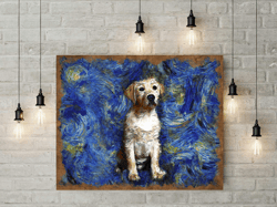 golden retriever dog van gogh style painting printed on canvas