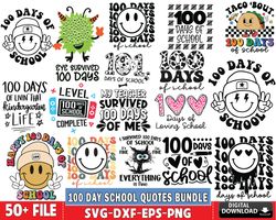 100 day school quotes bundle svg, 50 file 100 day school quotes bundle svg