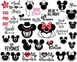 Disney Groom and Bride svg, Mickey and Minnie Wedding svg png