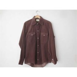 Vintage Western Shirt, 1960s/70s Buffalo Bill Western Corduroy Shirt, Perfect Chocolate Brown w/ Pearly Snap Closures, M