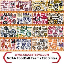 NCAA FootBall Teams 1200 files- SVG, PNG, DXF, EPS Files