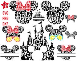 disney characters head svg, disney characters castle svg, Mickey Mouse svg png
