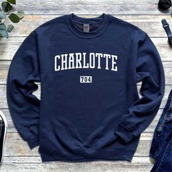 Charlotte Sweatshirt | Charlotte 704 Vintage Crewneck Sweatshirt