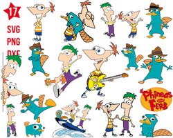 phineas and ferb svg, perry the platypus svg, ferb fletcher svg png