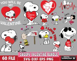 60 file SNOOPY valentines bundle svg